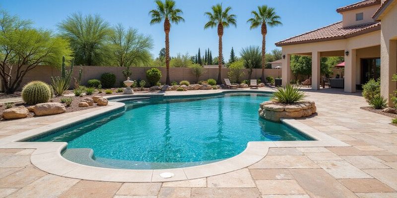 Travertine pool pavers with elegant finish
