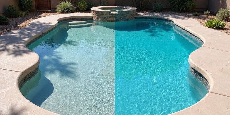 Before and after pool resurfacing comparison