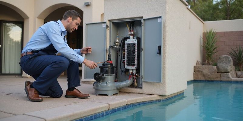Pool pump electrical components with safety warning