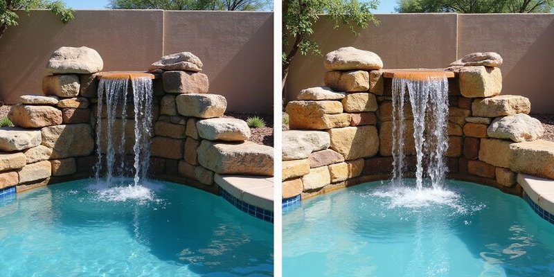 Water feature before and after restoration