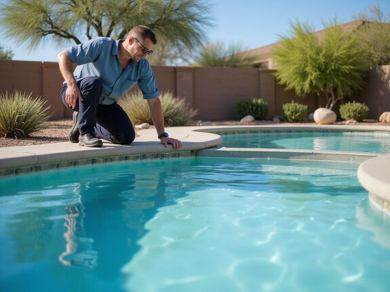 David inspecting a pool surface