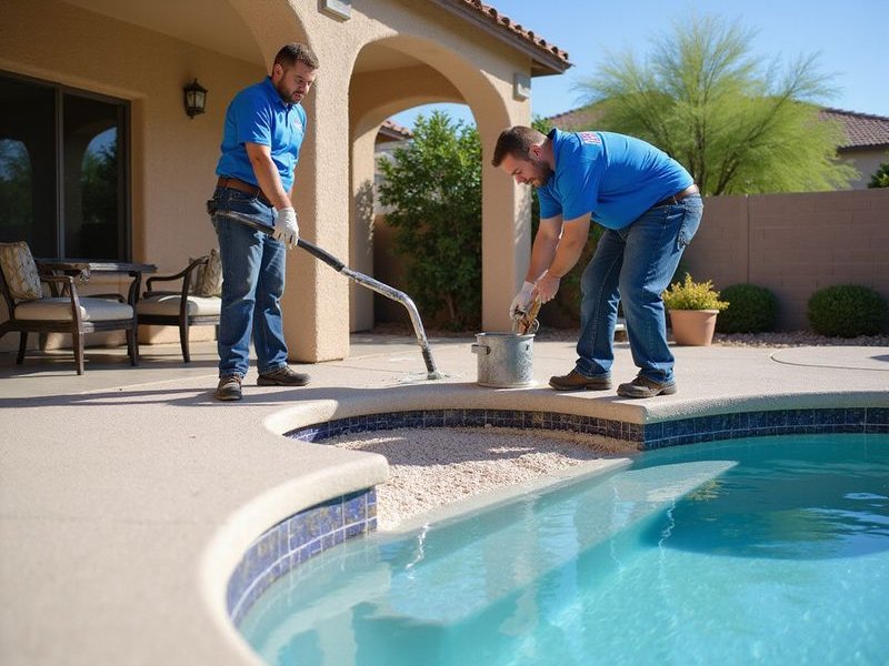 Team working on pool resurfacing